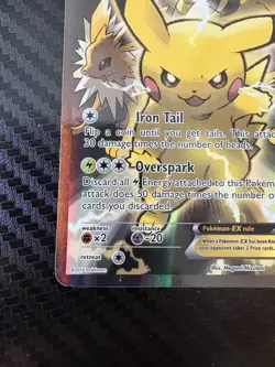Pikachu EX XY124 Full Art Holo XY Black Star Promo Pokemon Card HP/ Damaged - Image 5