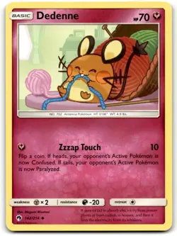 2018 Sun & Moon - Lost Thunder Pokemon TCG Card Dedenne #142 - Image 1