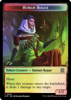 MTG FOIL {Human Rogue Token} // {Treasure Token} - Breaking News #002 - Image 1