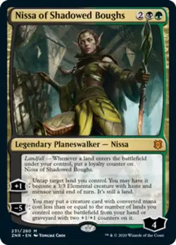 MTG Nissa of Shadowed Boughs - Foil, Zendikar Rising, Lightly Played, English - Image 1