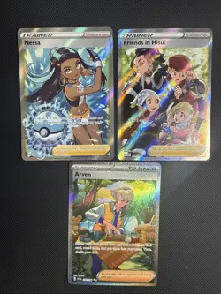 Pokemon TCG Full Art Trainer Lot (3 Cards) - Nessa, Friends in Hisui, Arven - NM - Image 1