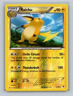 2x Pokemon Generations Raichu 1x Reverse Holo & 1x Holo 27/83 LP - Image 1