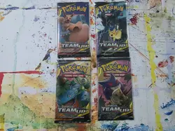 Pokemon TCG Team Up Booster Packs x4 - Complete Art Set w/ Protective Sleeves - Image 1