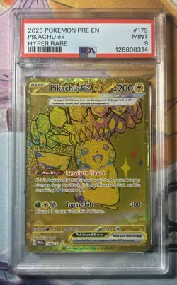 2025 Pokemon Pre En-Prismatic Evolutions #179 Pikachu Ex Hyper Rare PSA 9 - Image 1