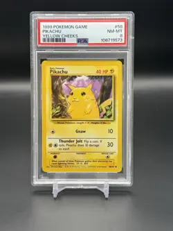 1999 Pokemon Game Base Set Unlimited Pikachu Yellow Cheeks, PSA 8 NM-MT - Image 1