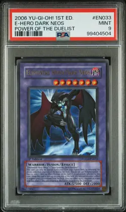 2006 YU-GI-OH! POTD-POWER OF THE DUELIST 1ST ED ELEMENTAL HERO DARK NEOS PSA 9 - Image 1