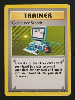Pokemon TCG Trainer Card Computer Search 71/102 Base Set EN WotC GD-EX Blitzver. - Image 1