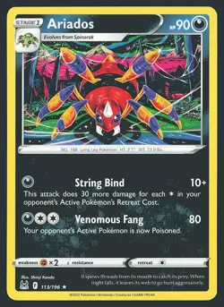 SWSH11: Lost Origin Ariados #113/196 Rare Pokemon Card - Image 1
