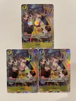 3X Enel OP05-100 SR Alt Art ONE PIECE Card English Awakening of the New Era x 3! - Image 1
