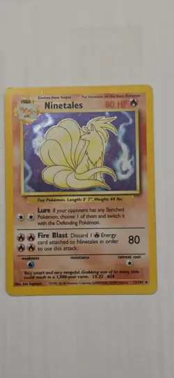 Pokemon TCG Ninetales Holo Unlimited Holo Rare Card Base Set 12/102 - Image 1