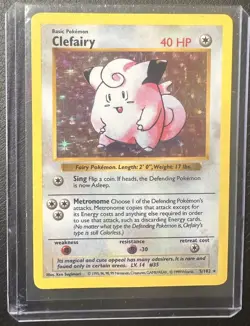 1999 Pokemon TCG Clefairy 5/102 Base Set Holo Rare Card Vintage WOTC MP - Image 1
