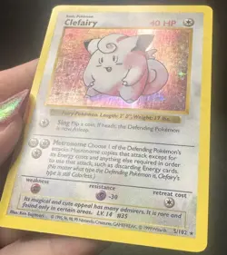 1999 Pokemon TCG Clefairy 5/102 Base Set Holo Rare Card Vintage WOTC MP - Image 4