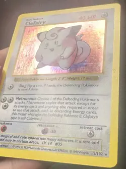 1999 Pokemon TCG Clefairy 5/102 Base Set Holo Rare Card Vintage WOTC MP - Image 5