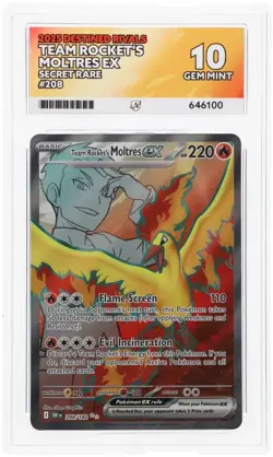 ACE 10 Team Rocket's Moltres EX 208/182 Destined Rivals Pokemon Card - Gem Mint - Image 3