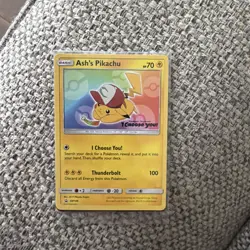 Ash’s Pikachu SM108 Non Holo Ultra Rare Promo Pokemon Card MINT Sealed Original - Image 1