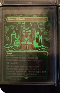 1x Cavern of Souls, Neon Ink Green Borderless Art Foil, Magic MTG NM Pack Fresh - Image 1