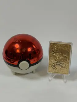 23K Gold Plated CHARIZARD Trading Card w/Pokeball - 1999 Burger King Pokemon - Image 1
