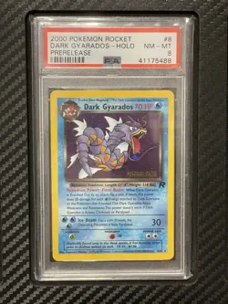 2000 PSA 8 Dark Gyarados #8 Prerelease Holo Rare WOTC Pokemon TCG Team Rocket - Image 1