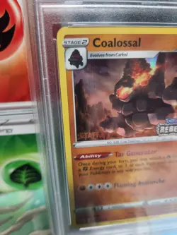 PSA 9 STAFF 2020 Pokemon Swsh Black Star Promo 024 Coalossal Holo Prerelease - Image 2