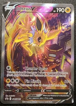 2021 Pokemon SWSH183 Jolteon V Black Star Promo Holo M10 - Image 3