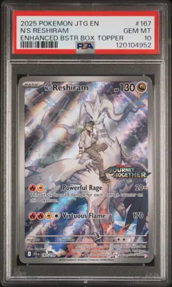 2025 POKEMON JTG EN-JOURNEY TOGETHER #167 N'S RESHIRAM PSA 10 - Image 1