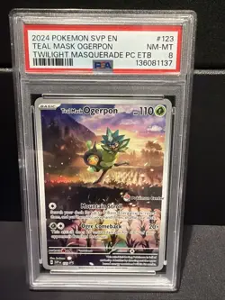 Teal Mask Ogrepon 123 Black Star Promo Pokemon Center SVP Illustration PSA 8 - Image 1