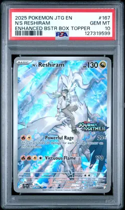 PSA 10 2025 Pokemon S&V Journey Together N's Reshiram Box Topper #167 - Image 1