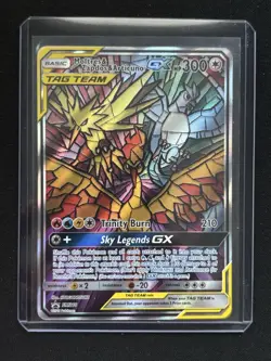 Moltres Zapdos Articuno GX Tag Team SM210 Pokemon Stained Glass Birds - Image 1