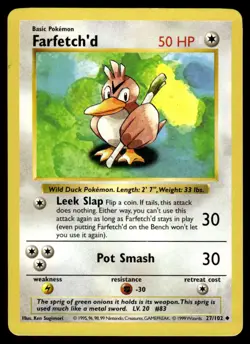 Pokemon TCG Base Set (Shadowless) #027/102 Farfetch'd LP - Image 1