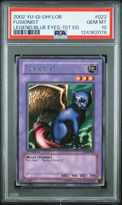 2002 YU-GI-OH! LOB-LEGEND OF BLUE EYES WHITE DRAGON 1ST ED #022 FUSIONIST PSA 10 - Image 1