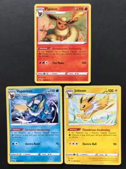 3 X Pokemon Cards Vivid Voltage Non-Holo Non Holo Rare Vaporeon Flareon Jolteon - Image 1