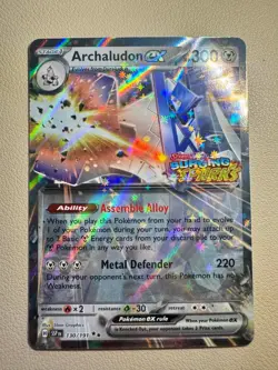 Pokemon TCG Archaludon ex 130/191 2024 Surging Sparks Stamped Promo Card - NM - Image 1