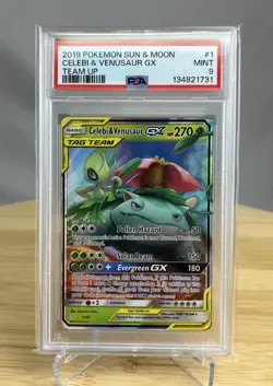 Celebi Venusaur GX 1/181 PSA 9 Holo Ultra Rare Card Team Up Pokemon TCG 2019 - Image 1