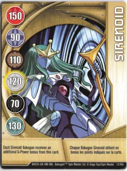 Bakugan SIRENOID Metal Gate Card GOLD BA255-GA-SM-GBL 12/48c - Image 1