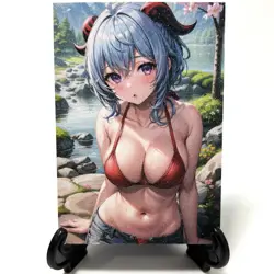 Genshin Impact Ganyu Sexy Bikini Top Anime Waifu Girl Goddess Glitter Art Card - Image 1