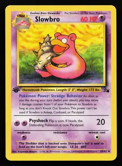 Slowbro 43/62 Uncommon 1st Edition Fossil Pokemon Card - Image 1