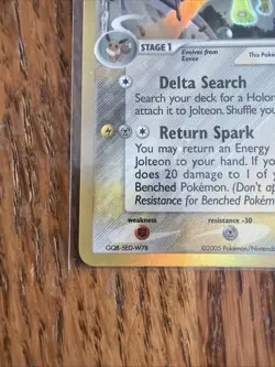 Pokemon TCG Jolteon EX Delta Species 7/113 Reverse Holo Rare Card Stamped LP/NM - Image 2