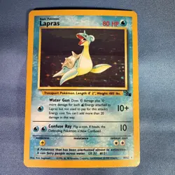 Pokemon TCG Lapras Holo Rare Card 10/62 Fossil 1999 Vintage - Image 1