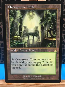 MTG - Overgrown Tomb. Ravnica Remastered. Rare - Shockland - Swamp / Forest. - Image 1