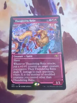 MTG Thundering Raiju 389 Rare Foil Showcase Kamigawa Neon Dynasty - Image 1