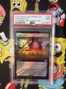 MTG Fallout Diamond City Extended Art Surge Foil - PIP 0967 PSA 9 Mint Pop 2 - Image 1