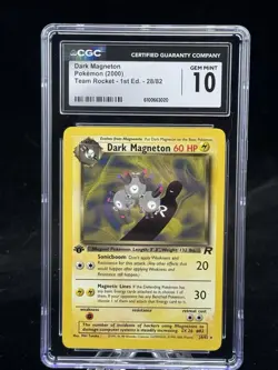 Dark Magneton #28 Non-Holo 1st Edition Team Rocket 2000 Pokemon CGC 10 ⚡ - Image 1