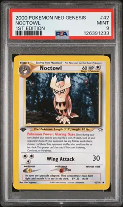 2000 POKEMON NEO GENESIS 1ST ED #42 NOCTOWL PSA 9 - Image 1