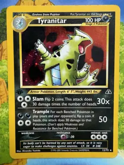 Pokemon Tyranitar 1st Edition Neo Discovery 12/75 Holo Rare Heavily Played - Image 1