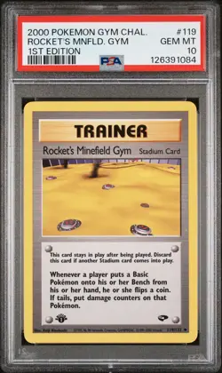2000 POKEMON GYM CHALLENGE 1ST ED #119 ROCKET'S MINEFIELD GYM PSA 10 - Image 1
