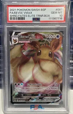 2021 POKEMON SWSH PROMO SHINING FATES ETB #087 FULL ART/EEVEE VMAX PSA 10 - Image 1