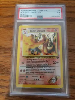 2000 Pokemon Blaine's Charizard Gym Challenge 2/132 Holo Rare PSA 5 Ex - Image 3