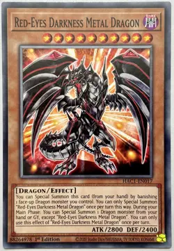 HAC1-EN017 Red-Eyes Darkness Metal Dragon - Common 1st Edition Near Mint YuGiOh - Image 1