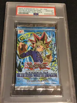 Yugioh PSA 10 1st Edition Legend Of The Blue-eyes White Dragon Booster Pack LOB - Image 1