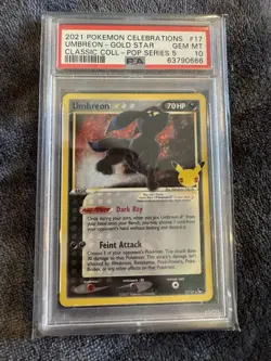 Pokemon Celebrations Umbreon Gold Star Holo Card 17/17 TCG PSA10 - Image 1